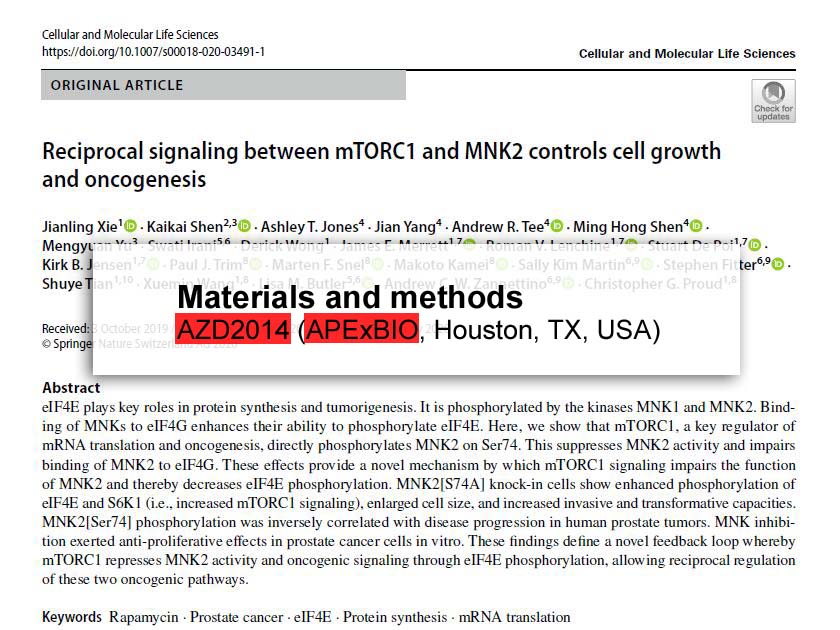 AZD2014 - Potent mTOR Inhibitor for Cancer Research | APExBIO
