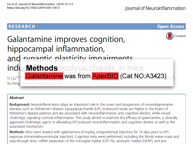 APExBIO Galanthamine Acetylcholinesterase Inhibitor CAS 357 70 0 apexbio-galanthamine-acetylcholinesterase-inhibitor-cas-357-70-0