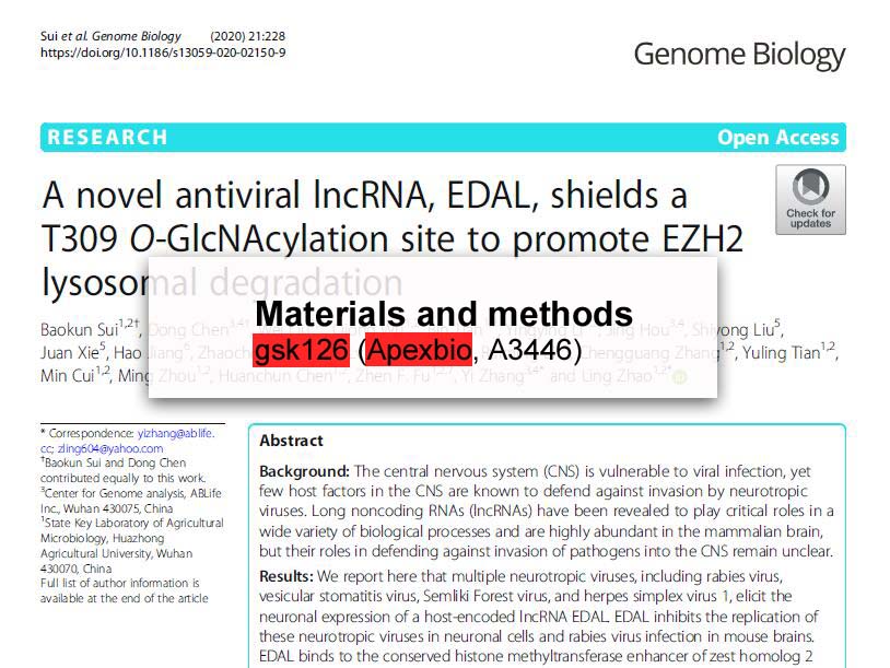 美国APExBIO中文官网 - GSK126|EZH2 inhibitor|CAS# 1346574-57-9