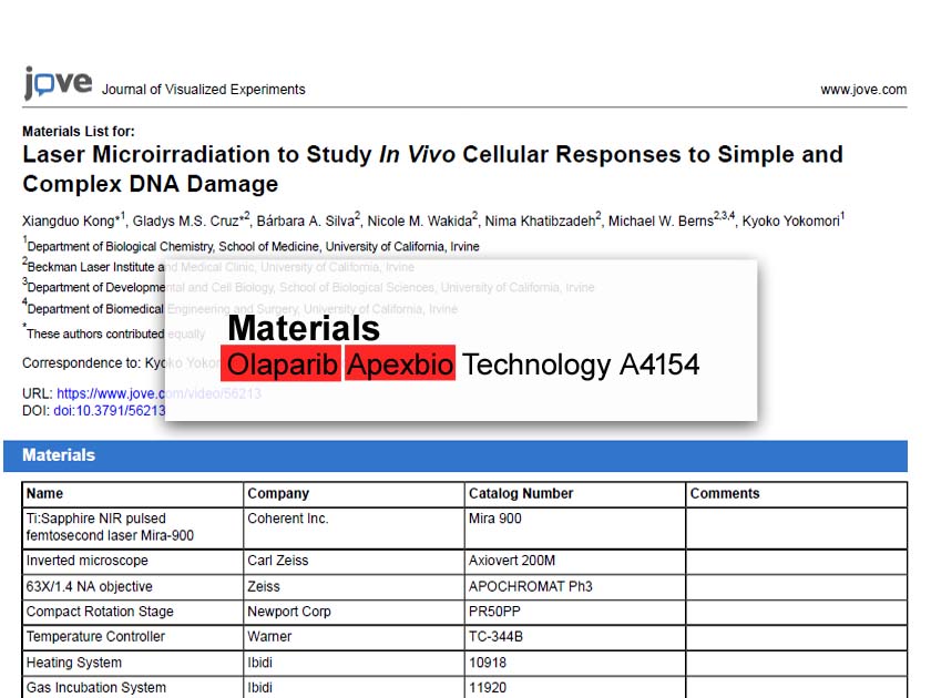美国APExBIO中文官网 Olaparib (AZD2281, Ku0059436)Potent PARP1/PARP2